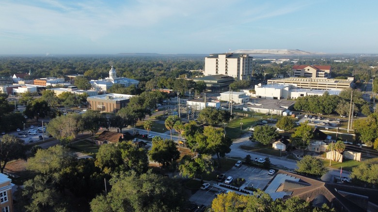 Aerial view of Bartow, Florida downtown.