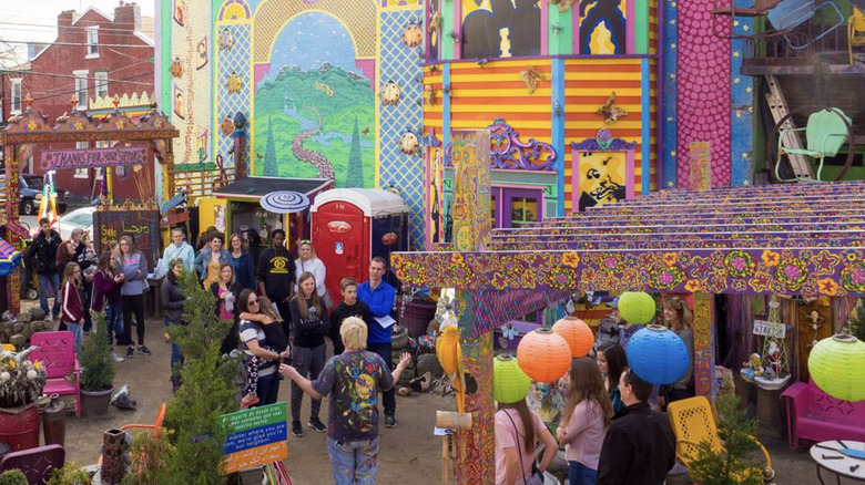 People gathered at Randyland in Pittsburgh, Pennsylvania