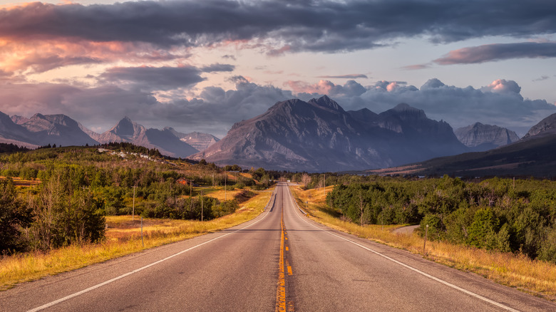 Rocky Mountains seen from Montana road