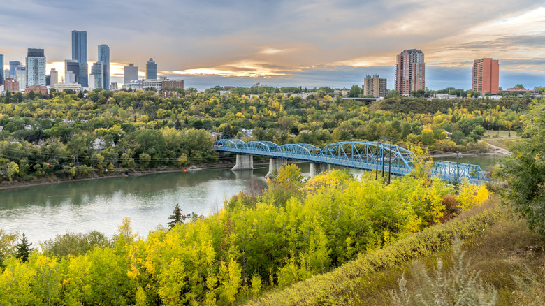 View of the North Saskatchewan River from the River Valley Parks in Edmonton, Alberta