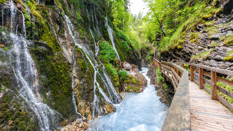 Waterfalls and walkway at Wimbachklamm