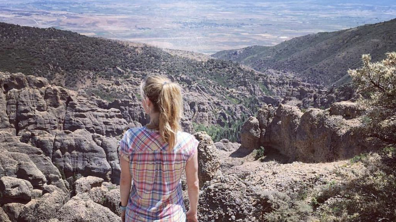 Woman looking out over Maple Canyon Utah