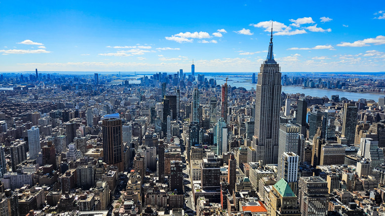 The New York City skyline with the Empire State Building in view