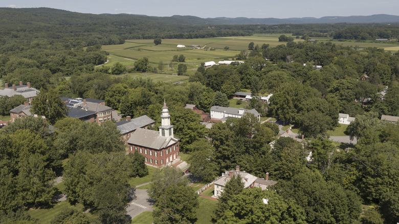 Deerfield Massachusetts Pioneer Valley church trees