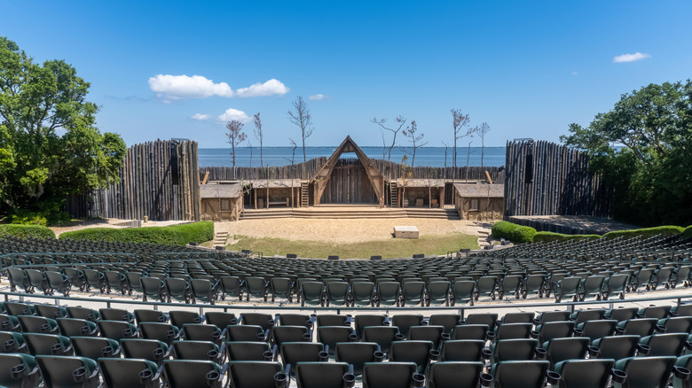 The Lost Colony play set on a stage in Manteo, North Carolina, overlooking the ocean