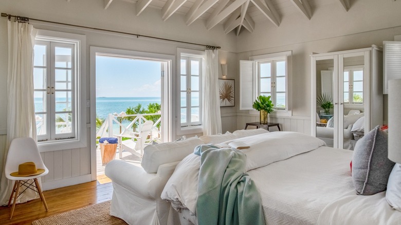 The interior of one of the bungalows at Kamalame Cay on Andros Island in the Bahamas