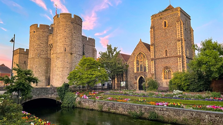 castle church flowers canterbury england