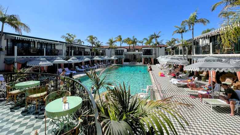 View of Hotel Lafayette pool in San Diego California