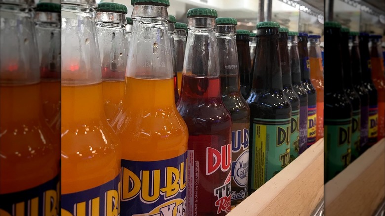 Bottles of flavored Dublin Texas soda on a shelf