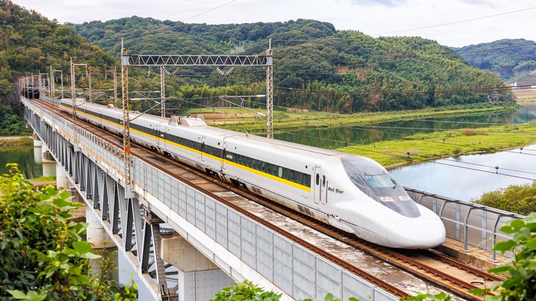 A Japanese shinkansen or bullet train