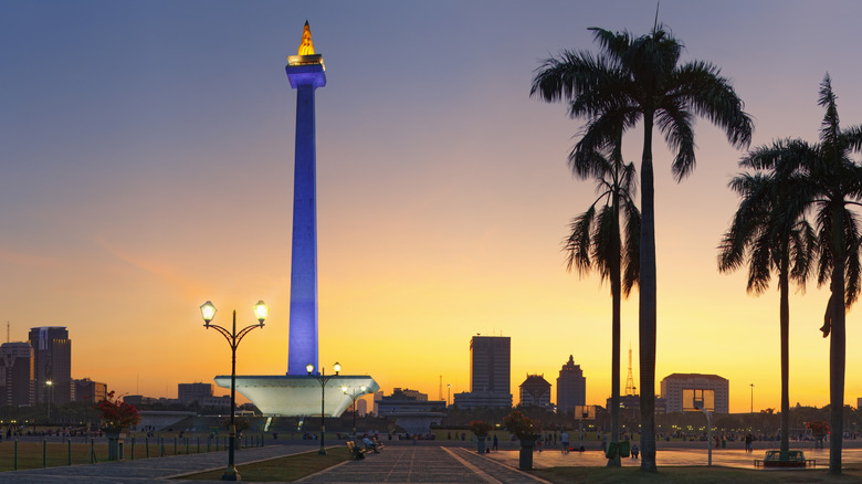 MONAS monument at dusk