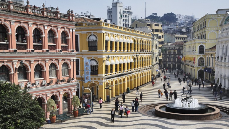 pastel European buildings in Macao