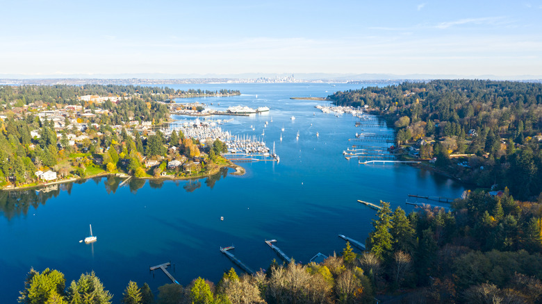 Panoramic view of Bainbridge Island, Washington, in the Puget Sound