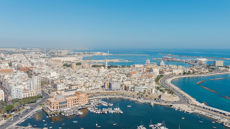 An aerial view of Bari, in Puglia, Italy