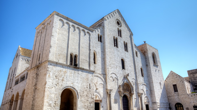 The facade of Basilica San Nicola in Bari, Italy