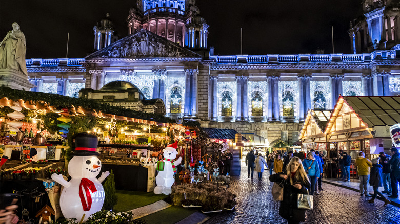 Christmas market outside Belfast City Hall