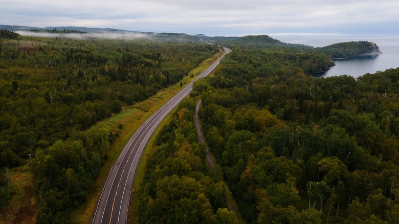 North Shore Road bordering Lake Superior