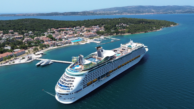 Cruise ship docked at a port