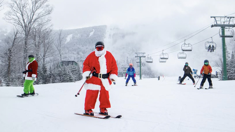 Skiers dress up as Christmas characters at Saddleback