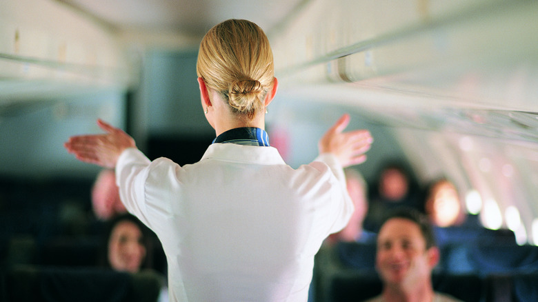 Flight attendant on plane