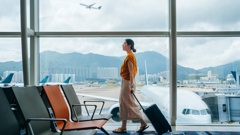 Woman walking at airport