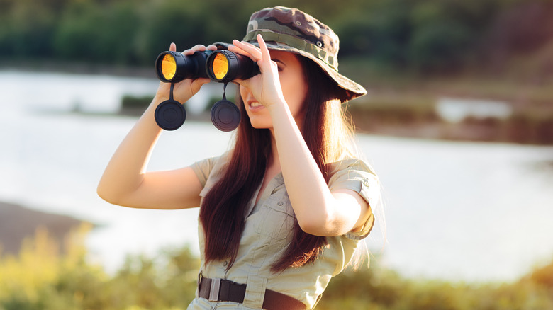 Woman wearing a camo outfit