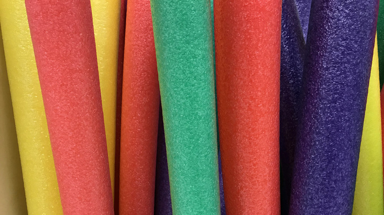 Closeup of pool noodles