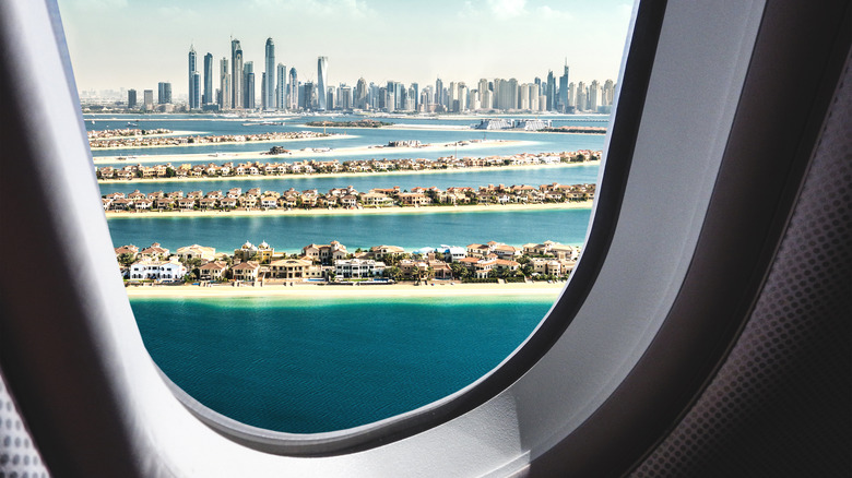 Plane view of Dubai skylline