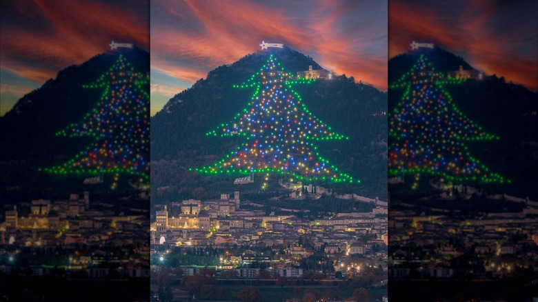 Lights over the hill in Gubbio, Italy