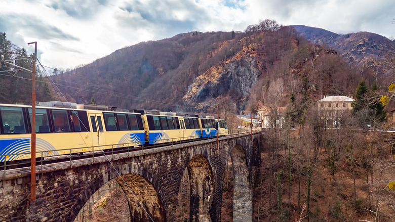 A train in Swiss hills