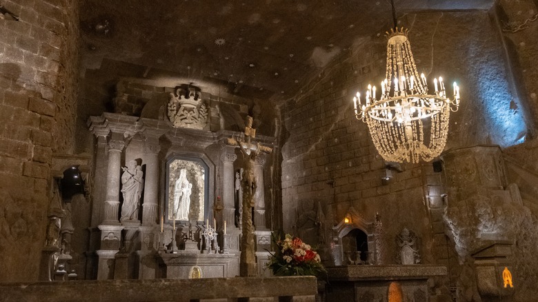 St. Kinga Chapel altar illuminated