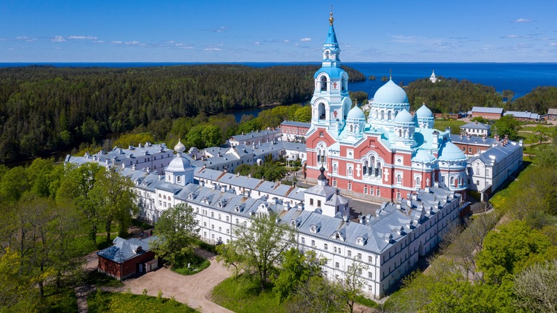 Valaam monastery with Lake Ladoga in background