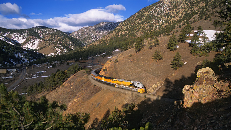 A train on a mountain