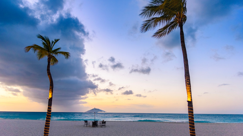 table on a beach in Aruba