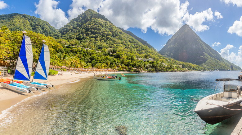 mountains and beach in Saint Lucia