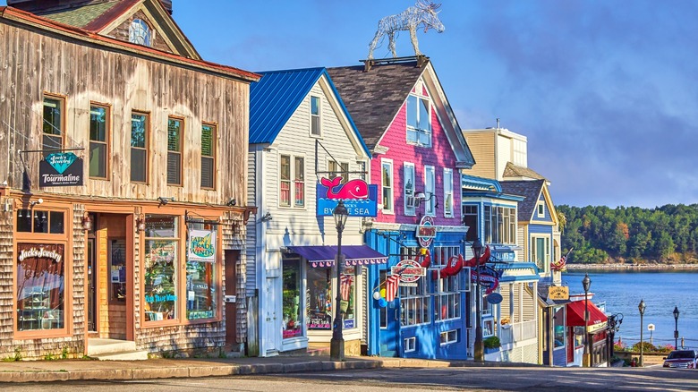 A row of shops in Bar Harbor, Maine