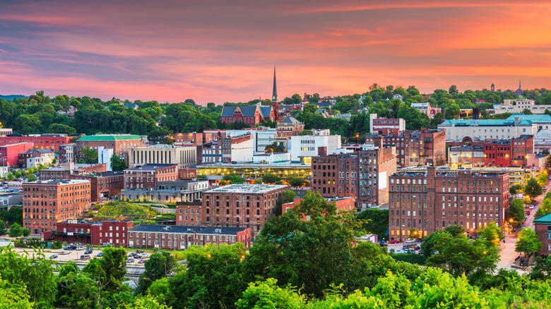 The Lynchburg, Virginia skyline at dusk