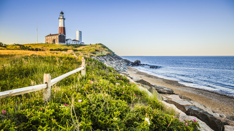 A lighthouse on a cliff