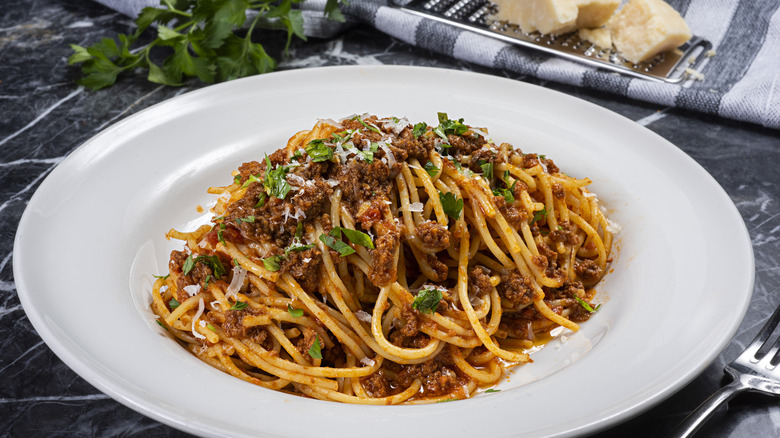 bowl of spaghetti bolognese