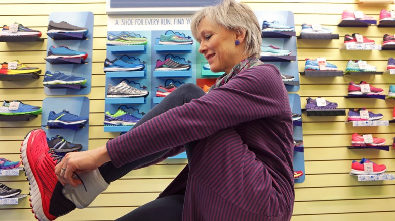 A woman shopping for shoes