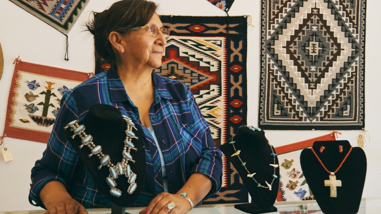 A Native America artist shows off her wares