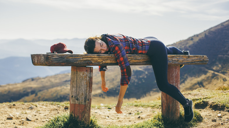 Person exhausted on hike