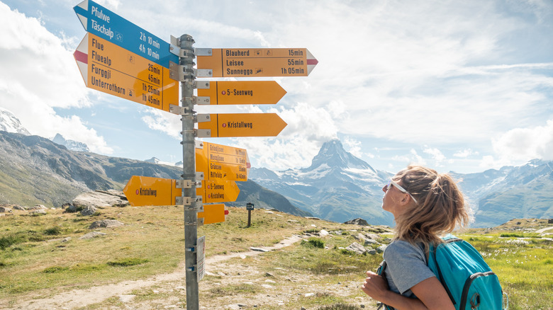 Woman hiking in Switzerland