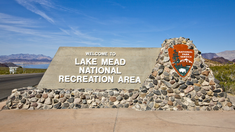 welcome sign for Lake Mead  National Recreation Area