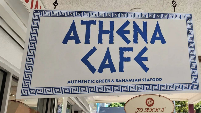 Sign for Athena Cafe, Nassau