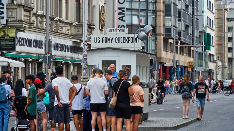 Checkpoint Charlie on busy street