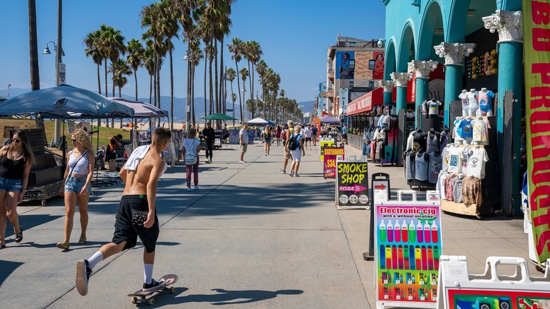 skateboarder on Venice Boardwalk