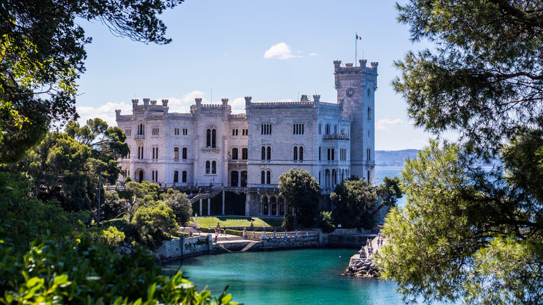 Castello di Miramare on water