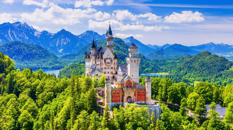 Neuschwanstein Castle and mountains