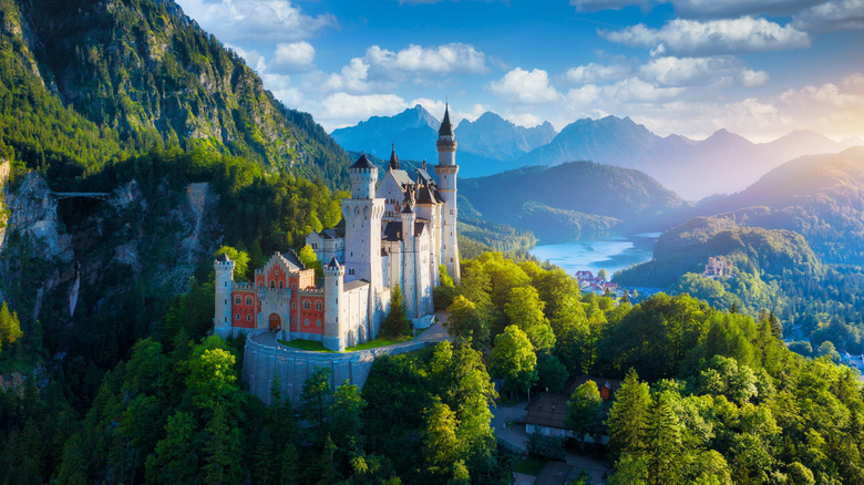 Neuschwanstein Castle and mountains